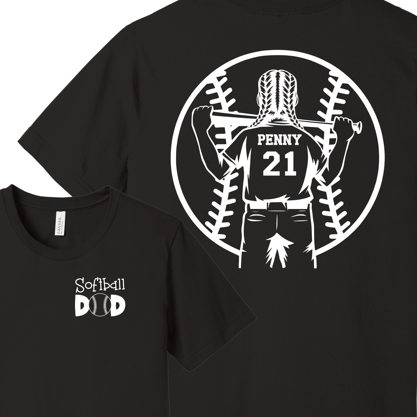 Personalized Softball Mom, Softball Dad Shirt
