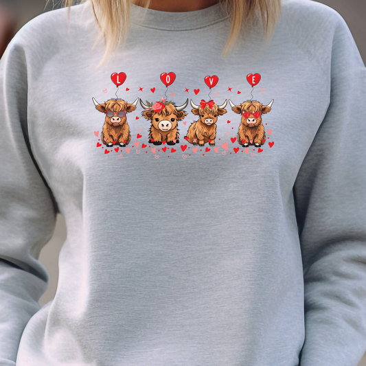 Valentine Highland Cow Sweatshirt