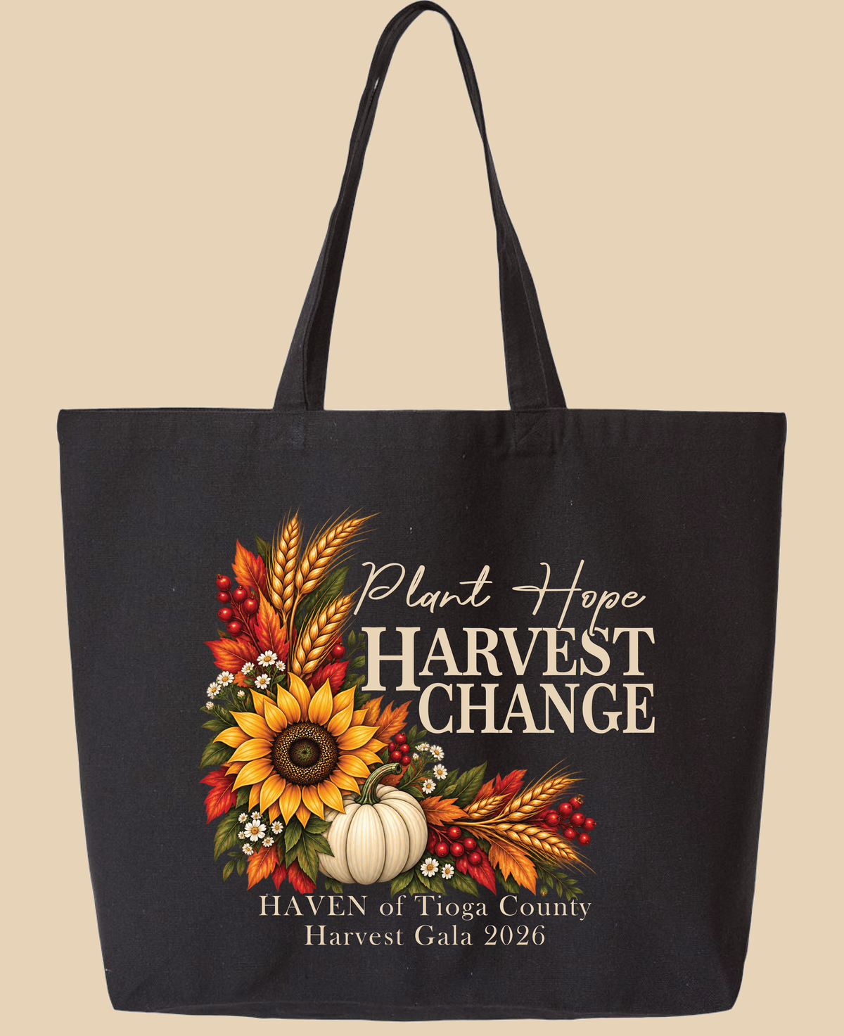 Plant Hope Harvest Change Jumbo Recycled Midweight Gusseted Canvas Tote