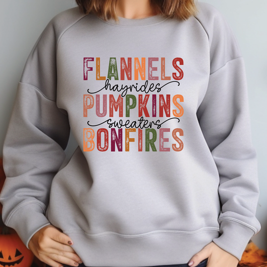 Flannels Hayrides Pumpkins Sweaters Bonfires Sweatshirt